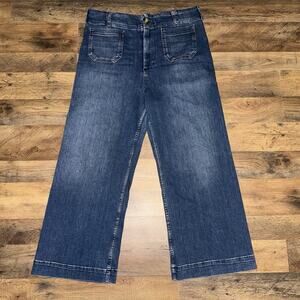 Maeve Colette Patch Pocket Wide Leg Crop High Rise Jeans Women's Size 32